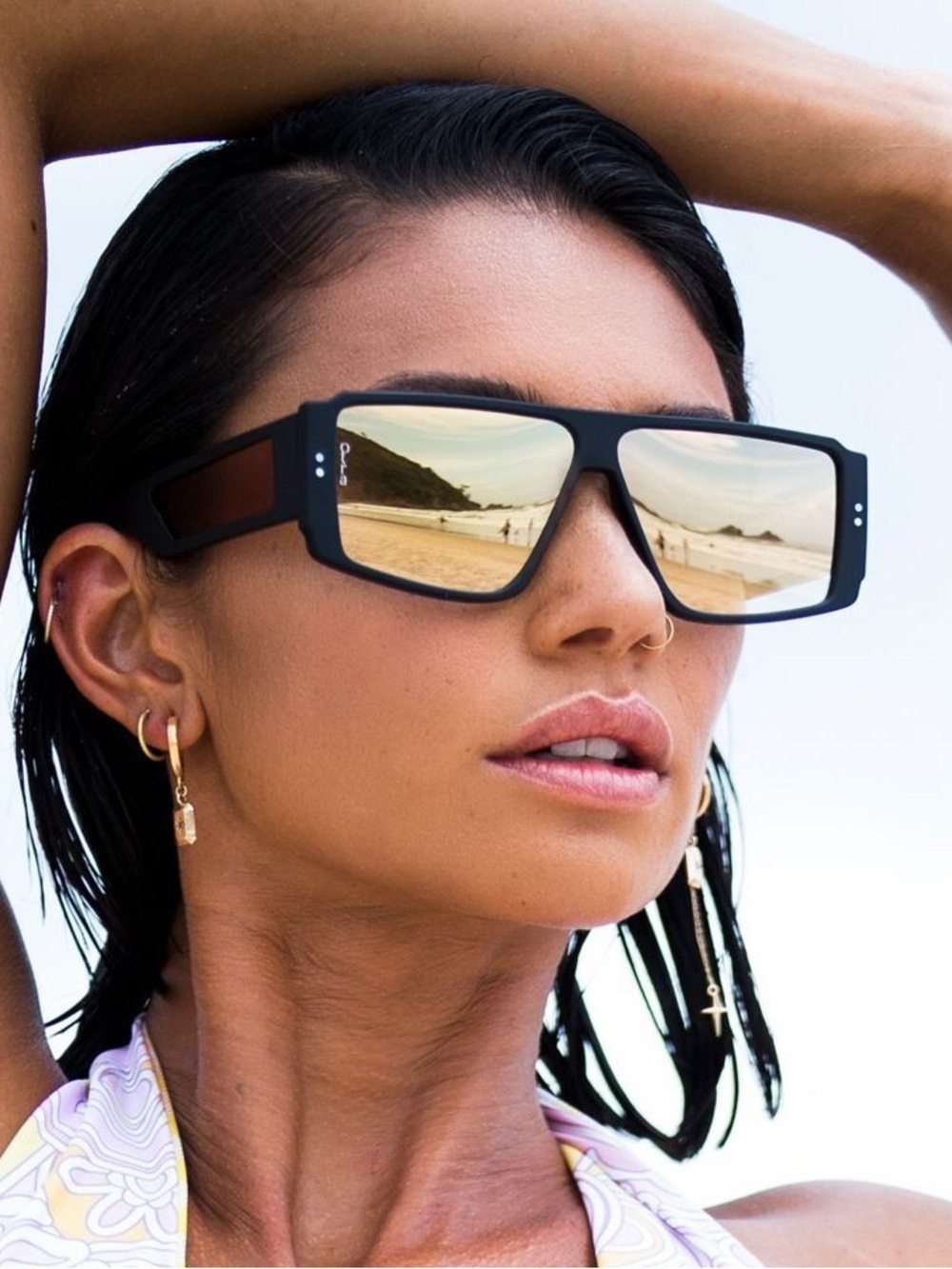Otra Flik Oversized Sunglasses Black Gold